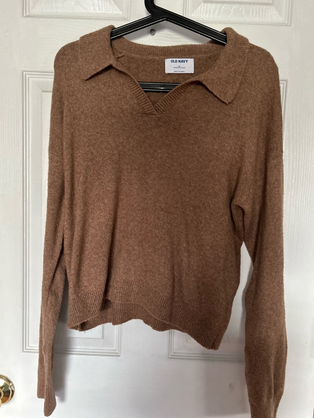 Old Navy Brown Collared V-Neck Pullover Sweater